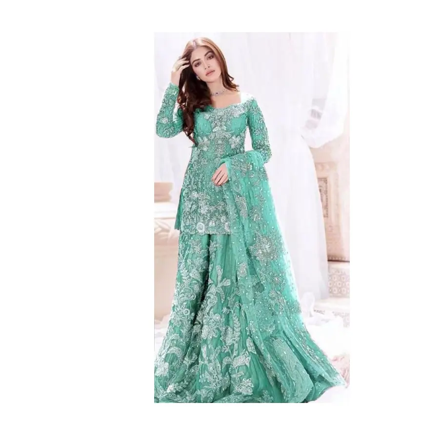 High Quality Pakistani Style Special Party Wear Salwar Kameez with Heavy Embroidered Work from India