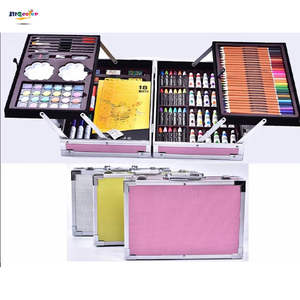 Ensemble de papeterie portable de 145 pièces, kit de peinture et de dessin, comprend des crayons acryliques, du bois, du plastique, des crayons de couleur assortis, des crayons pour l'art et la créativité - Product Image 1