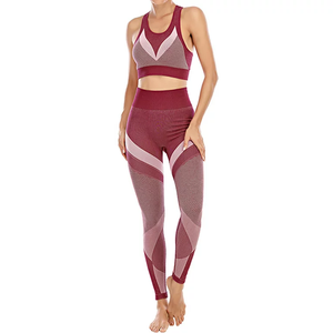 Ropa deportiva elástica, traje de Yoga para mujer, mallas de gimnasio, trajes sin costuras, ropa deportiva, traje de Yoga acanalado a la venta - Product Image 2