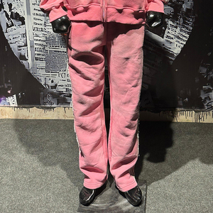 Ensemble de survêtement brodé délavé de haute qualité avec logo personnalisé, pantalon évasé, 100 % coton, style streetwear empilé, pour hommes - Product Image 6