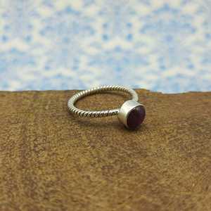 925 argent Sterling étoile rubis pierres précieuses fil torsadé anneau cadeau de noël forme ronde pierre fête porter des anneaux pour ses filles femmes - Product Image 3