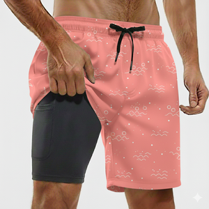 Shorts de bain pour hommes légers, respirants, antibactériens, imperméables, protection UV, séchage rapide, taille mi-haute élastique, motif floral/végétal - Product Image 3