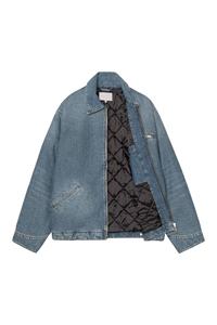 Veste en toile vintage lourde, logo personnalisé, taille surdimensionnée, denim délavé, lettre, veste zippée d'hiver pour homme - Product Image 3