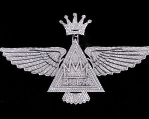 Pendentif personnalisé en forme de couronne, en argent sterling 925 plaqué rhodium, avec diamant Moissanite VVS, pendentif unisexe - Product Image 1
