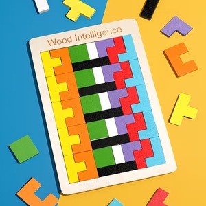 Colorful Wooden <b>Puzzle</b> Blocks Montessori Educational Building Block Set 50 Pieces DIY Table <b>Game</b> for Kids for Intelligence - Product Image 4