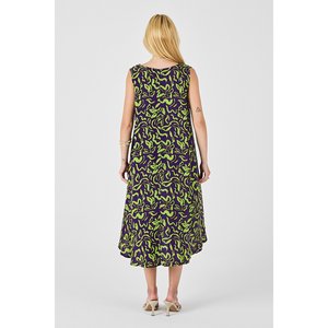 Abito Midi ragazzo lavorato a maglia con scollo a U con Design senza maniche a fantasia taglio asimmetrico - Product Image 5