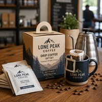 Coffrets cadeaux AT PACK personnalisés pour café, avec sachets individuels de 10 g et boîte cadeau portable imprimée pour torréfacteurs et cafés