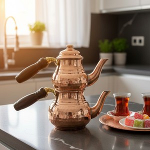 Petite théière classique en cuivre de 1,5 L avec couvercle, pot à eau en verre pour restaurant, hôtel et usage domestique, pour servir le thé et les boissons - Product Image 5