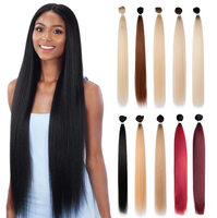 Vente flash : Cheveux synthétiques de 12 à 36 pouces, tissage de cheveux, haute résistance, super doux, soyeux, lisses, prix de gros d'usine