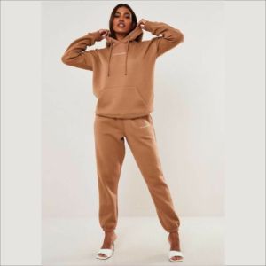 Conjunto Deportivo Informal con Capucha para Mujer, 100% Algodón, 380 g/m², Felpa Gruesa y Suave, Estampado de Espuma, Alta Calidad - Product Image 1