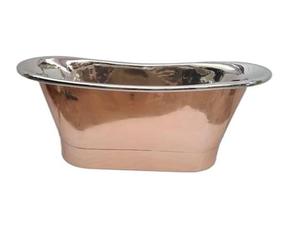 Baignoire autoportante en cuivre avec finition brillante, baignoire en cuivre coloré avec design de finition décoratif et poli - Product Image 1