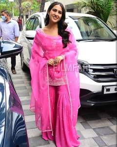 Nueva colección de ropa étnica india de diseñador-Bordado pesado Sharara Salwar/Palazzo Suit Party Wear Look Stitched - Product Image 2