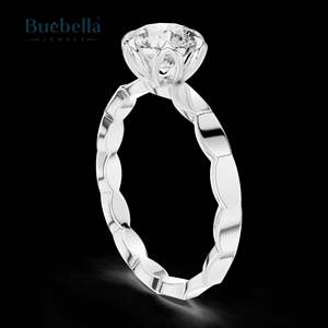 Anillo de compromiso de Plata de Ley 925 original con halo floral y moissanita para boda o fiesta, gran oferta para mujer - Product Image 6