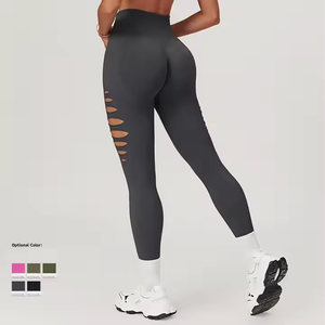 Nueva llegada de las mujeres personalizadas Leggings de Yoga de alta calidad Spandex/Nylon con cintura media Cierre elástico Patrón sólido Estilo de tendencia - Product Image 2