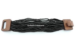 Handmade Multi-Layer Black <b>Glass</b> <b>Beads</b> Wide Strand Bangle <b>Bracelet</b> for Fashion, Party, and Ethnic Wear - Product Image 3