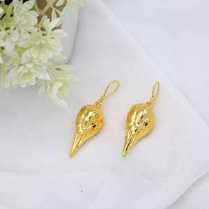 Women's New Fashion Gold-Plated Brass Drop Earrings Trendy <b>Ethnic</b> Style Eagle Head & Crow Skull Ear Jewelry <b>Accessory</b> - Product Image 2
