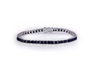 Moissanite Diamond <b>Bracelet</b>: <b>Sterling</b> <b>Silver</b> Alternative Wedding Jewelry Tennis <b>Bracelet</b> With White Gold & Black Diamond - Product Image 1