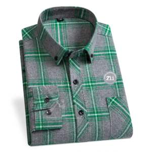 Chemise décontractée à manches longues en coton pour homme, respirante, imperméable, coupe-vent, avec logo personnalisé, motif à carreaux, grande taille, haute qualité - Product Image 4