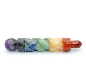 Chakra Stone Bonded Twisted <b>Wand</b> with Rounded Top - 5 Inch for Chakra Healing, Meditation & <b>Crystal</b> Therapy - Product Image 5