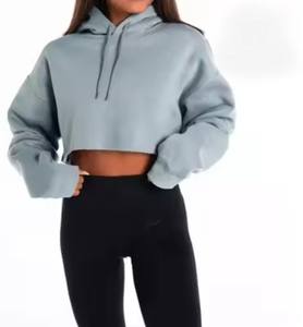 Nouveau design de sweats à capuche d'hiver avec logo personnalisé pour femmes tout dernier sweat à capuche à manches amples sweats à capuche pour femmes à la mode crop top - Product Image 3