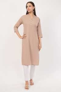 Trendmalls High Quality <b>Women's</b> Embossed Stretchable Cotton Fabric Casual Ethnic Wear Diwali All Seasons Daily Use Long <b>Kurta</b>. - Product Image 4