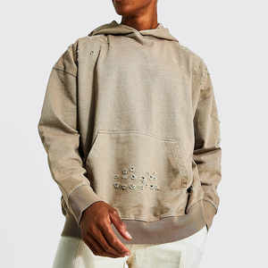 OEM Vente en gros Personnalisé Vintage French Terry Surdimensionné Poids lourd Délavé Soleil 450 Gsm Blanc Lavé à l'acide Brodé Unisexe Hiver - Product Image 1
