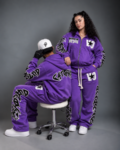Ensemble de survêtement d'hiver personnalisé 500 GSM épais avec fermeture éclair, imprimé, appliqué et brodé, style streetwear, 100% coton - Product Image 1