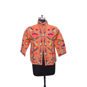 Suzani เสื้อแจ็คเก็ตผ้าฝ้ายปักลายดอกไม้, เสื้อโค้ทผ้าฝ้ายระบายอากาศลายดอกไม้สบายๆสำหรับฤดูหนาว - Product Image 6