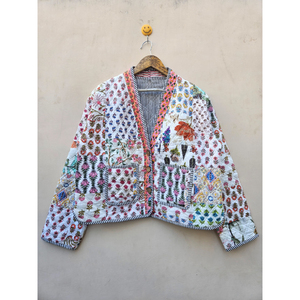 Bohème Kantha Patchwork veste matelassée cousue à la main artisanat indien traditionnel confortable coton remplissage tissé tissage - Product Image 1