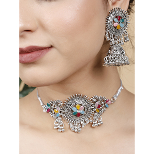 GS Multicolor Round Center Flower <b>Choker</b> for Wedding Occasions - Product Image 4