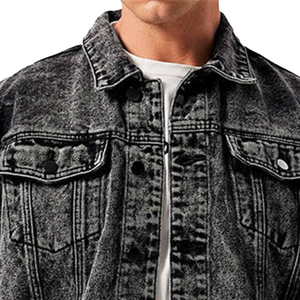 Popular Design <b>Custom</b> Color Your Own Style Printed Comfortable Size Hooded Windproof Stand Front Vintage <b>Denim</b> <b>Jacket</b> for Men - Product Image 3