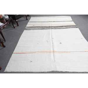 Alfombra Turca Grande, Alfombra Vintage de 6.5x9.5 pies, Alfombra de Lana Marroquí Blanca - Product Image 1