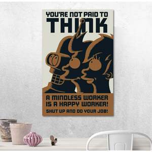 Póster de diseño moderno de Futurama 'No te pagan por pensar', material de lona con marco negro para decoración de pared - Product Image 2