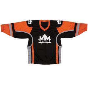 Camiseta de Hockey Negra y Naranja para Hombre, Manga Corta, Ajuste Holgado, Transpirable, de Poliéster, para Entrenamiento, Ropa Deportiva Informal, Unisex - Product Image 1