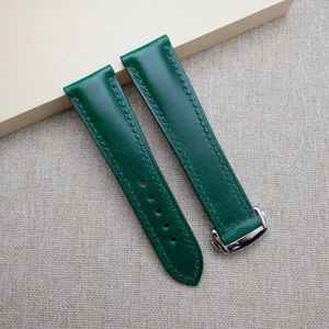2025 buttero สายนาฬิกาสีเขียว18/20/22/24มม. สายนาฬิกาหนังสองชิ้นสายรัดหนังใส่สบายปรับแต่งได้ - Product Image 1