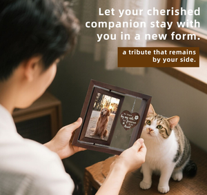 Cadre photo commémoratif moderne en bois réutilisable pour animaux de compagnie avec ornement en forme de cœur à suspendre - Product Image 4