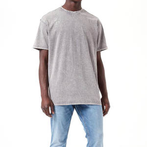 Camisetas de lavado ácido lisas de alta calidad de diseñador con logotipo personalizado al por mayor camiseta de lavado ácido 100% algodón desgastada en blanco - Product Image 2