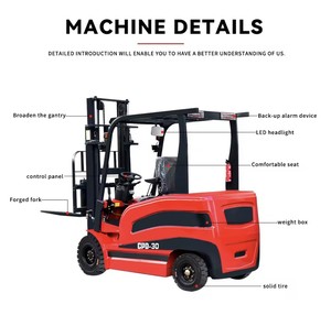 Montacargas de 3 toneladas con mástil de 3 etapas, tracción total, batería de plomo-ácido, alcance de 6 metros, desplazador lateral hidráulico, neumáticos sólidos, con asiento. - Product Image 2