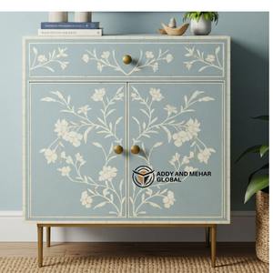 ตู้ไม้ฝังลายดอกไม้สีน้ำเงินสไตล์โมเดิร์น คุณภาพดี เป็นมิตรกับสิ่งแวดล้อม มี 1 ลิ้นชัก สำหรับตกแต่งบ้านหรูหรา มีจำหน่ายสำหรับขายส่ง - Product Image 5