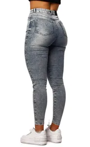 2023 New Design Custom High <b>Waisted</b> Straight Jeans Women Slim Stretch Jeans Womens Wholesale ODM - Product Image 5