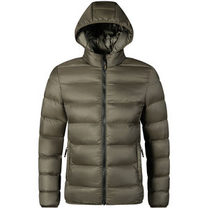 Veste d'hiver matelassée pour hommes, longue veste imperméable et respirante en toile avec fermeture à glissière, col à capuche, décoration avant, vente en gros - Product Image 4