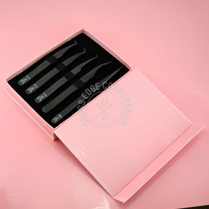 Private <b>Label</b> 45 90 Degree Volume Lash Tweezers Fiber Tip Eyelash Extension Tweezers Straight Isolation Tweezer Black Color - Product Image 5