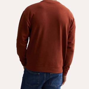 Sudadera de algodón 100% de gran tamaño para todos los hombres, sudadera transpirable con cuello redondo informal con hombros caídos y estampado de lana pesada - Product Image 4