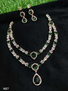 AMERICAN DIAMOND BRIDAL NECKLACE SET and HIGH QUALITY & CLASSIC EARRINGS <b>JEWELLERY</b> SET for WEDDING <b>JEWELLERY</b> CLASSIC STYLE WOMEN - Product Image 3