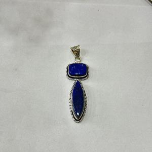 Colgante de piedras preciosas de lapislázuli de estilo vintage de alta calidad al por mayor diseño de piedras preciosas naturales de metal para hombres y mujeres - Product Image 3