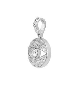 Pendentif diamant pour les yeux, attire la richesse et l'amour, pendentif en diamant MOISSANITE VVS avec finition plaquée or blanc 14 carats, style hip hop - Product Image 3