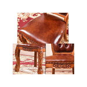 Suede Dining <b>Chair</b> Made Of Solid Teak Wood High Quality With PU Leather For Indoor or Outdoor With Brown Finish - Product Image 5