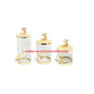 White and Gold Metal <b>Canister</b> Handmade Wholesale and Home Decor <b>Canister</b> Glass - Product Image 6