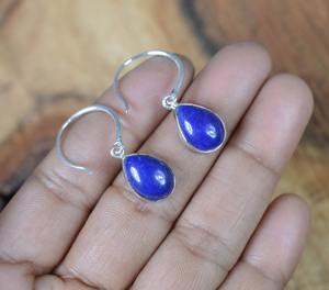 925 boucles d'oreilles classiques en argent massif bijoux pour femmes 925 en argent Sterling Lapis pierres précieuses Style Boho boucles d'oreilles faites à la main cadeau maman - Product Image 5