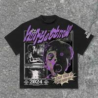 Service OEM personnalisé, T-shirt unisexe surdimensionné en coton lourd 100% tricoté, délavé à l'acide, de haute qualité, pré-rétréci, 300g, col rond